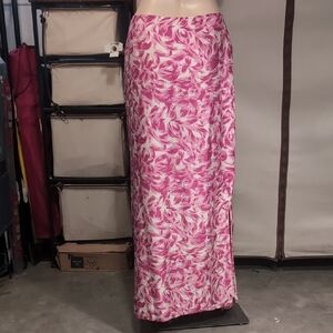 Anthropologie Pink and White Maxi Skirt